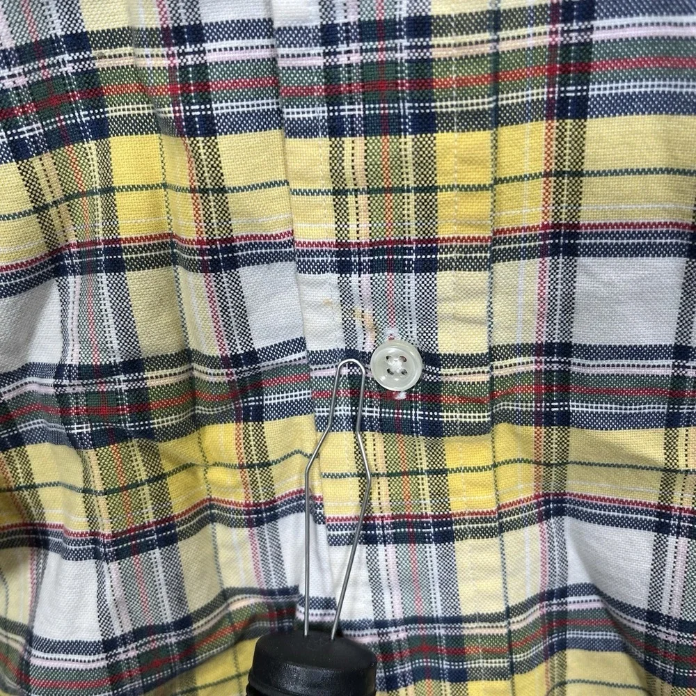 Polo Ralph Lauren Shirt XL 90s VTG Yellow Cotton Plaid Flannel Button READ